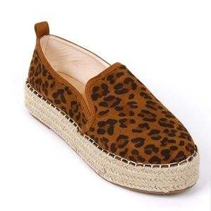 Cheetah Espadrilles platform slip on shoes